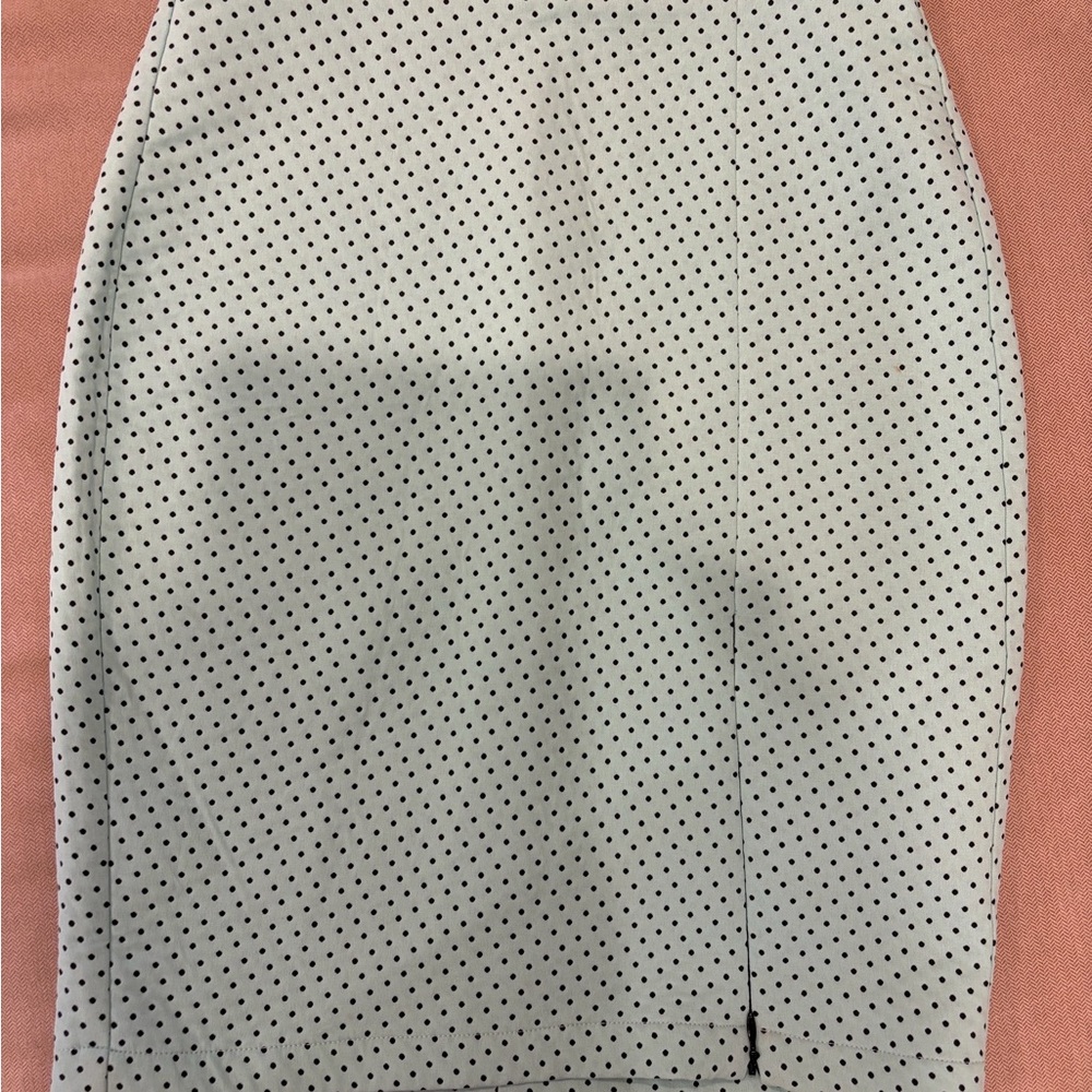 Zara Mint Green Pencil Skirt with Black Polka Dots